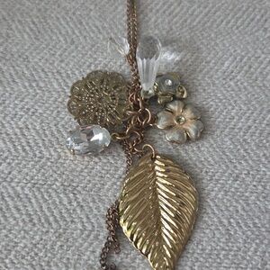 Gold Tone Leaf Pendant Necklace